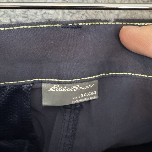 Eddie Bauer Tech Pants Mens 34x33 Blue Lightweight Performance Stretch Hiking - Picture 3 of 11